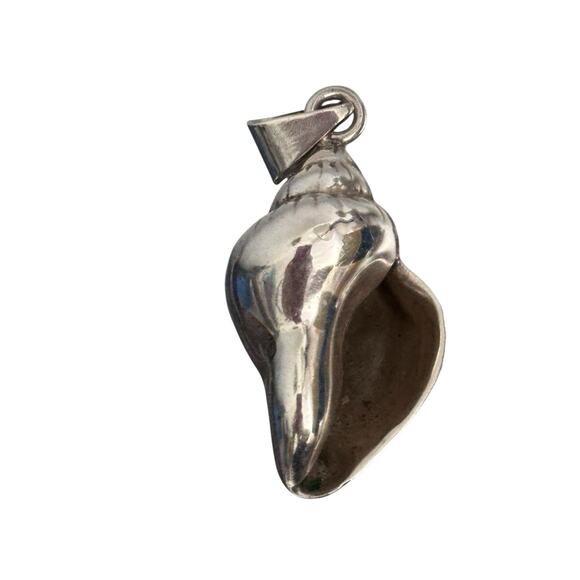 Taxco Sterling Silver Conch 3D Sea Shell Ocean Beach Sea Life Pendant 19 G Vtg - Picture 2 of 9